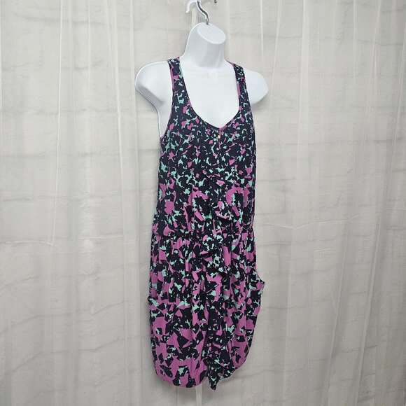 Jessica Simpson Blue Purple Sleeveless Dress Abstract Sporty Ruffle Zip 6 - Picture 7 of 14